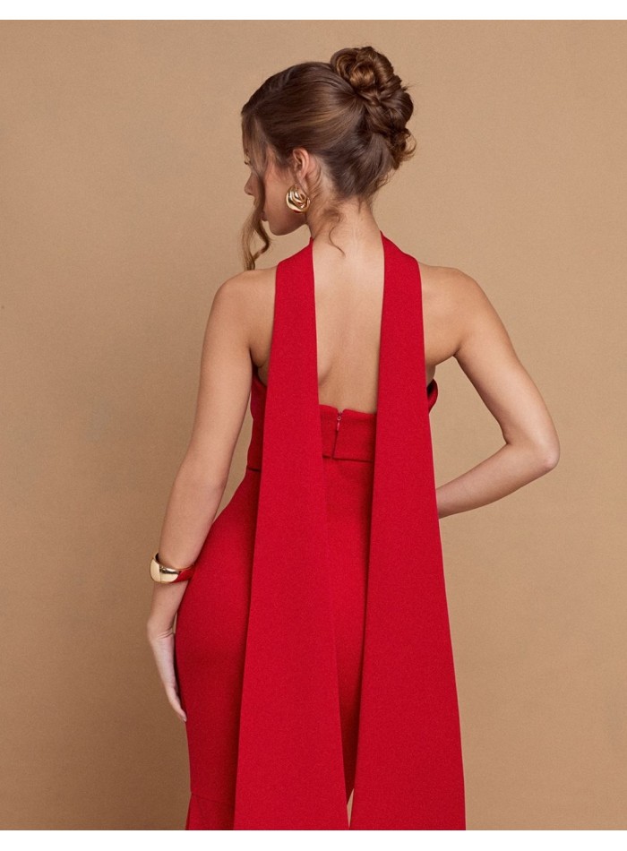 Vestido largo de fiesta rojo palabra de honor...