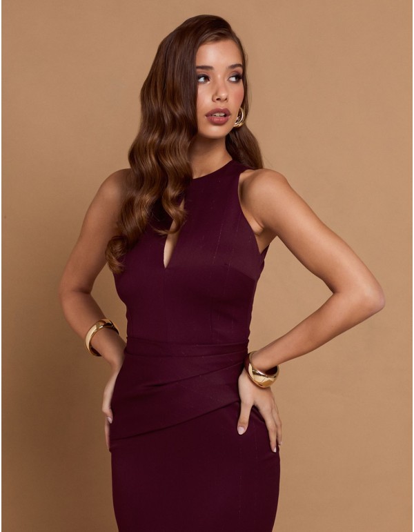 Vestido midi burdeos 2