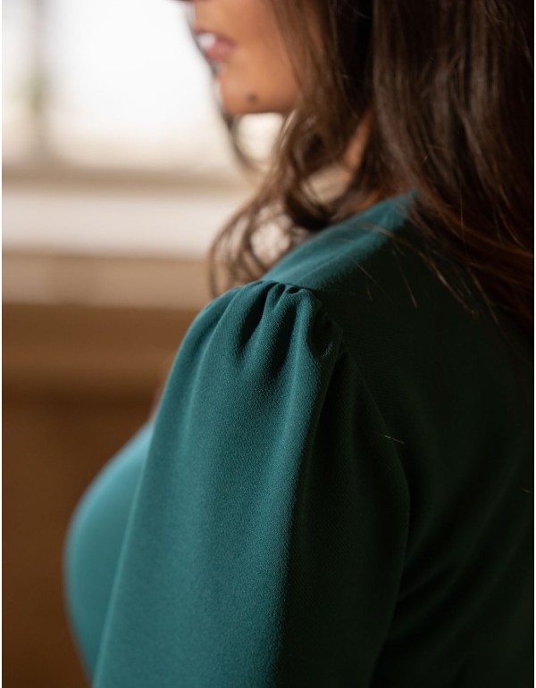 Robe d'invité midi à volants verte 2