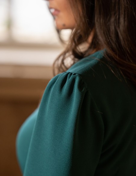 Robe d'invité midi à volants verte