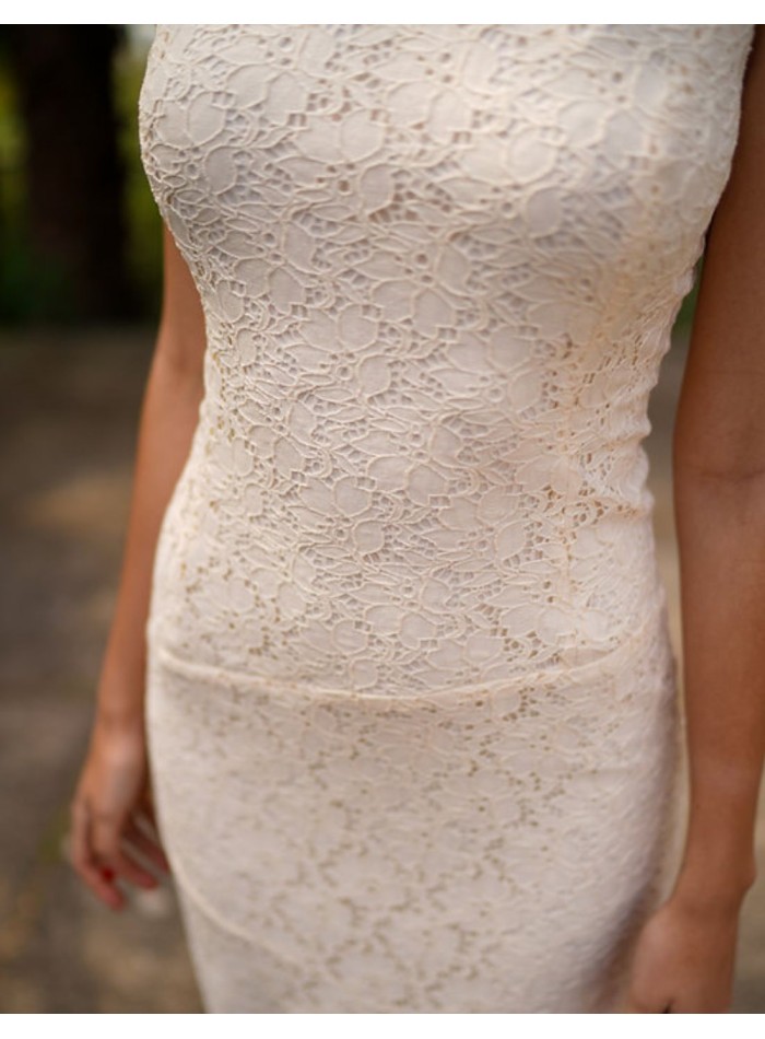 Robe midi blanc cassé avec épaulettes