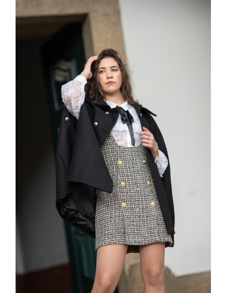 Long black coat with front buttons