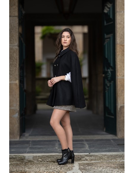 Long black coat with front buttons