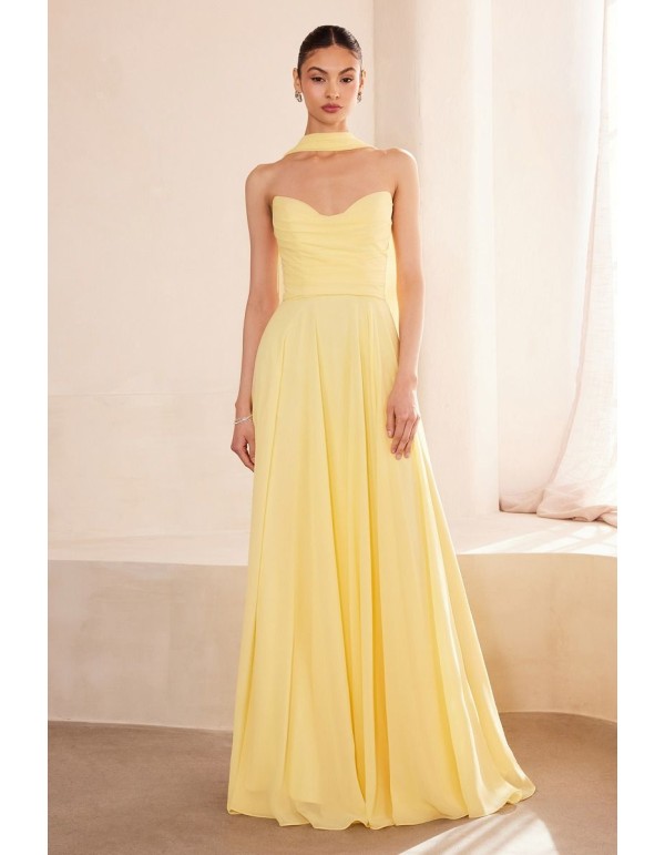 Long strapless gown with matching shawl 2