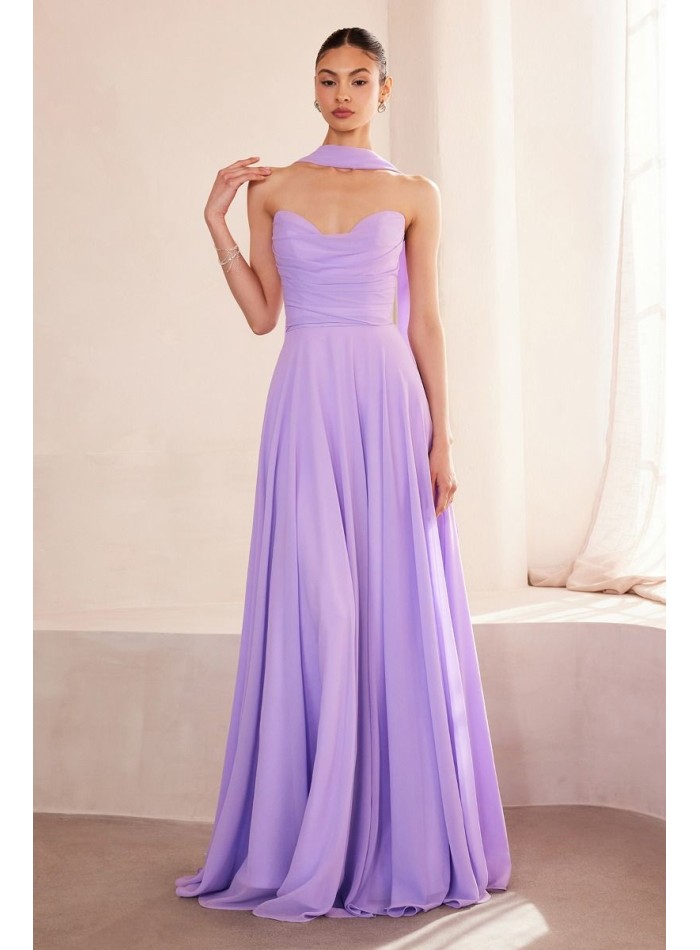 Long strapless gown with matching shawl