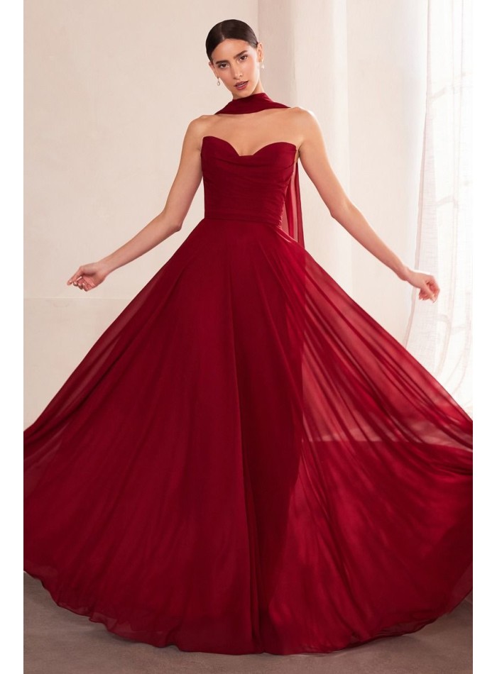 Robe d'invité longue et sans bretelles avec...