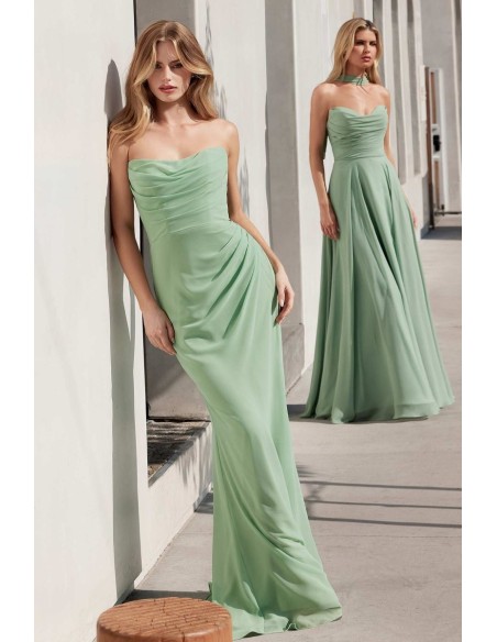 Long strapless gown with matching shawl