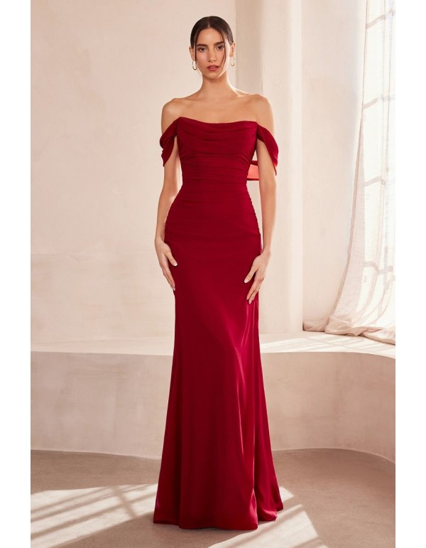Robe de soirée longue avec encolure bandeau drapée 2