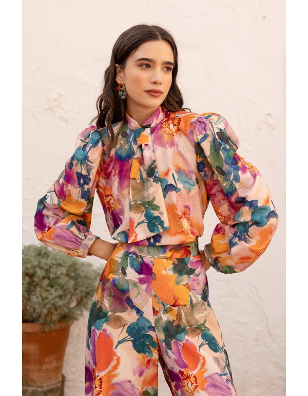 Ensemble deux pièces imprimé floral blanc 2