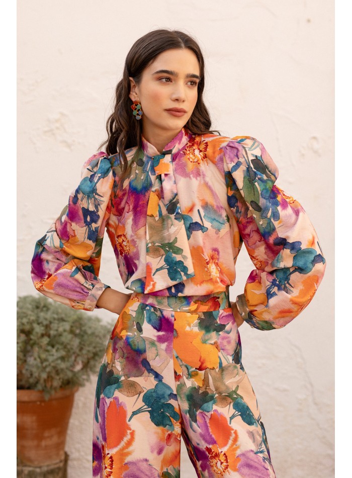 Ensemble deux pièces imprimé floral blanc