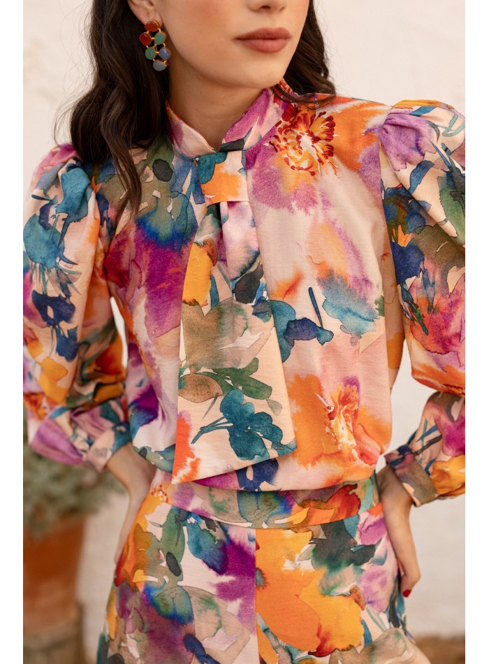 Ensemble deux pièces imprimé floral blanc