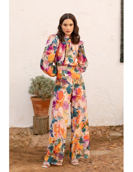 Conjunto de dos piezas en flor blanco estampado