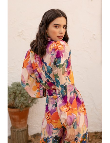 Two-piece white floral printed set