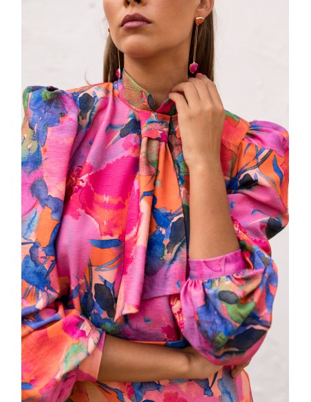 Conjunto dos piezas estampado floral rosa para eventos