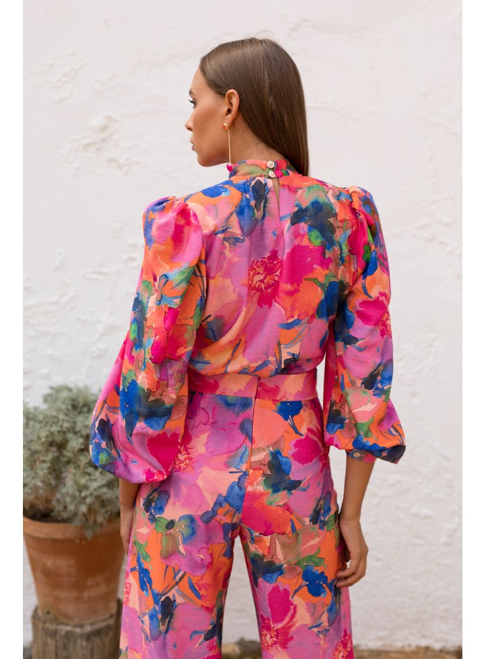 Ensemble deux pièces imprimé floral rose