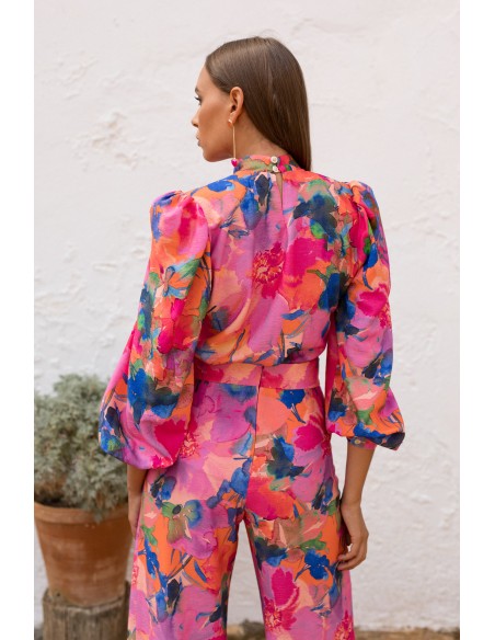 Ensemble deux pièces imprimé floral rose