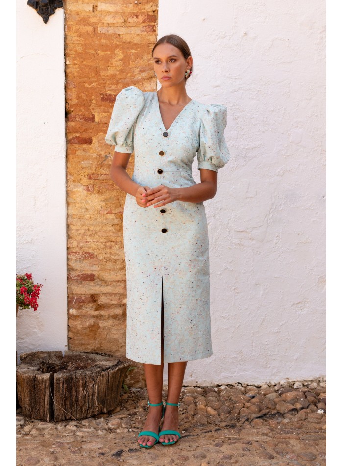 Robe de cocktail imprimée à manches courtes...