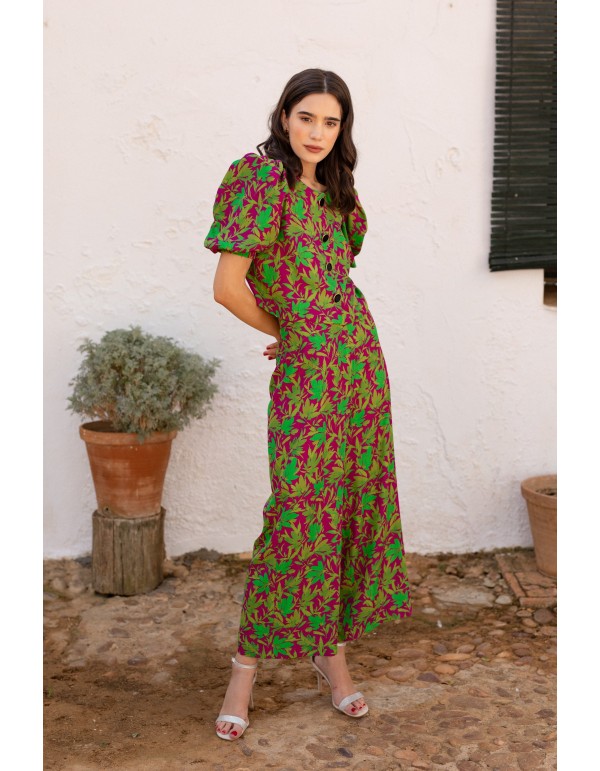 Printed two-piece top and wide pants set