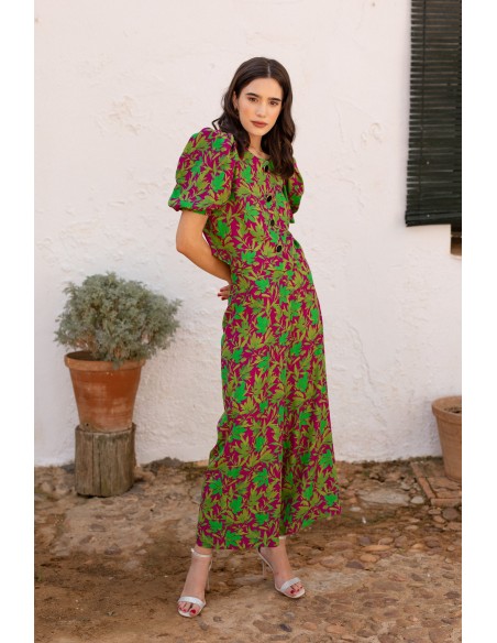 Printed two-piece top and wide pants set