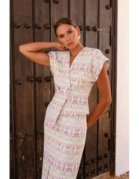 Ethnic two-piece ethnic top and midi skirt set