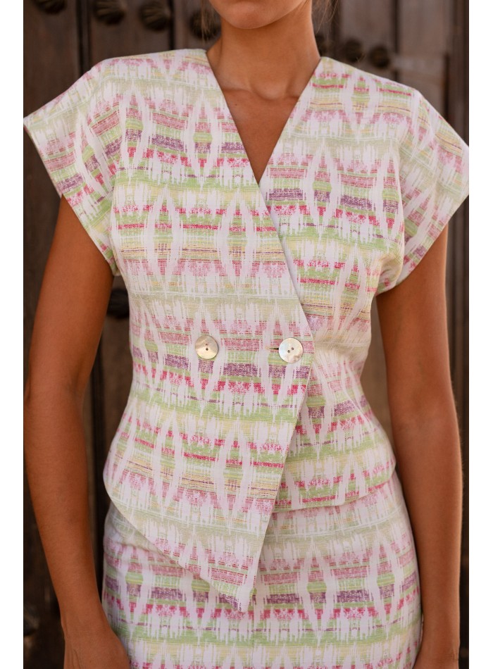 Conjunto dos piezas étnico top y falda midi para ocasiones especiales