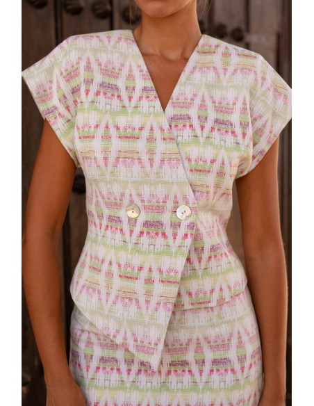 Ethnic two-piece ethnic top and midi skirt set