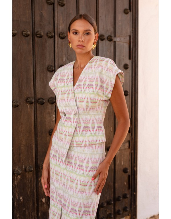 Ethnic two-piece ethnic top and midi skirt set 2