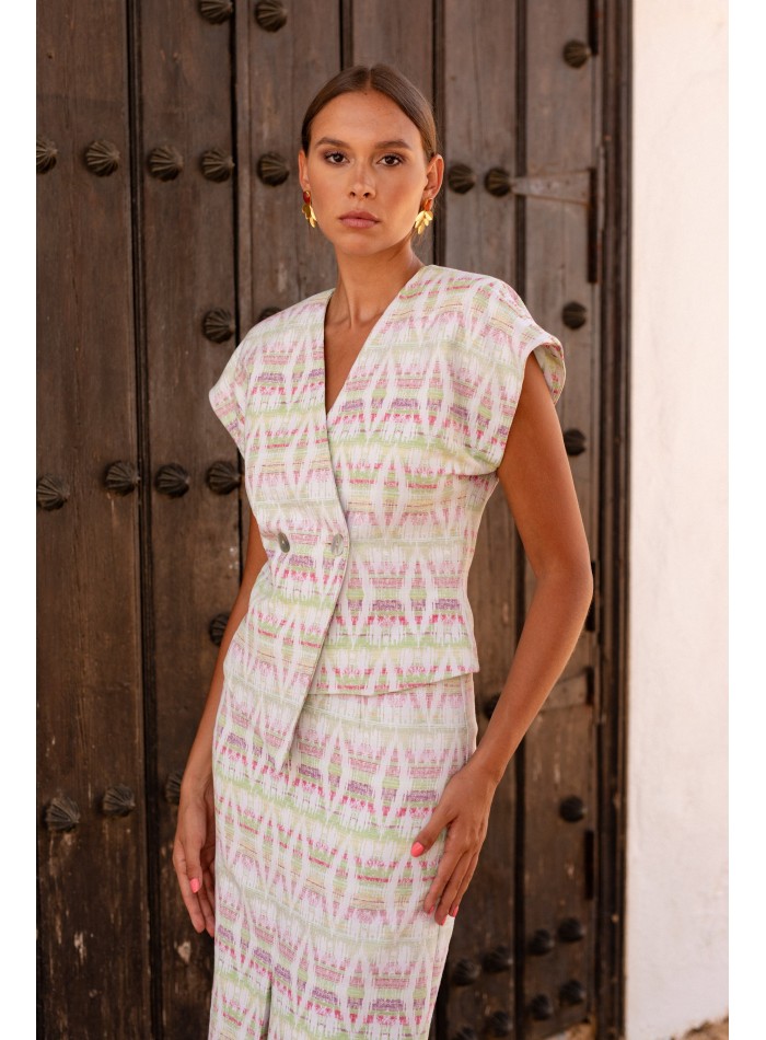 Conjunto dos piezas étnico top y falda midi para eventos especiales