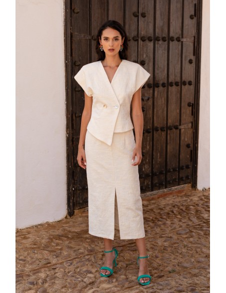 Conjunto dos piezas blanco con manga corta