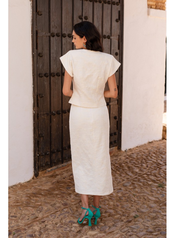 Conjunto dos piezas blanco con manga corta para ocasiones especiales