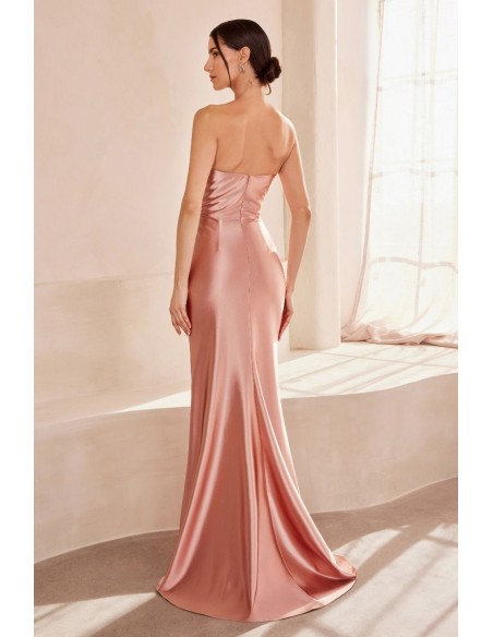 Strapless satin sweetheart neckline long gown