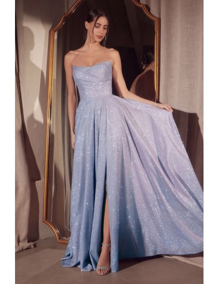 Robe de soirée sans bretelles en tissu brillant