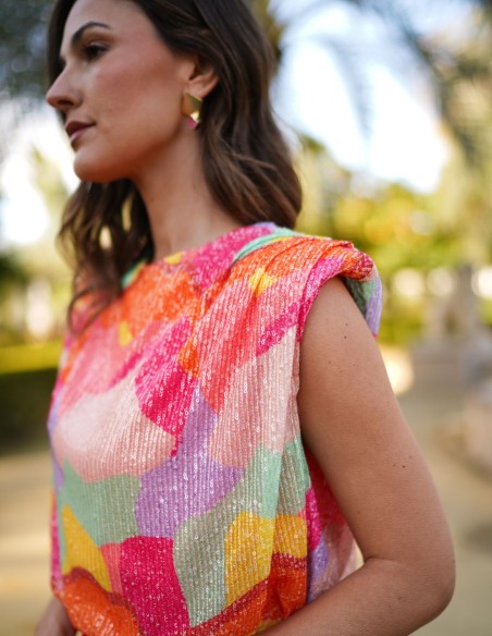 Top de fiesta multicolor de lentejuelas para ocasiones especiales