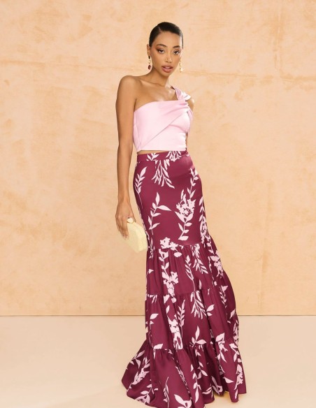 Top de fête asymétrique en satin