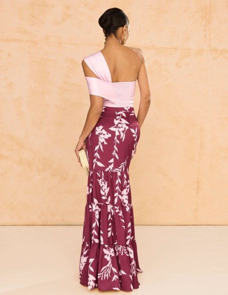 Asymmetrical satin party top