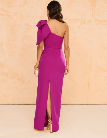 Vestido largo de fiesta con maxi lazo para invitada