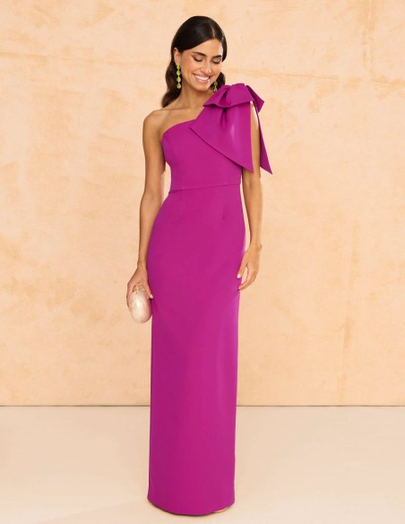 Vestido largo de fiesta con maxi lazo