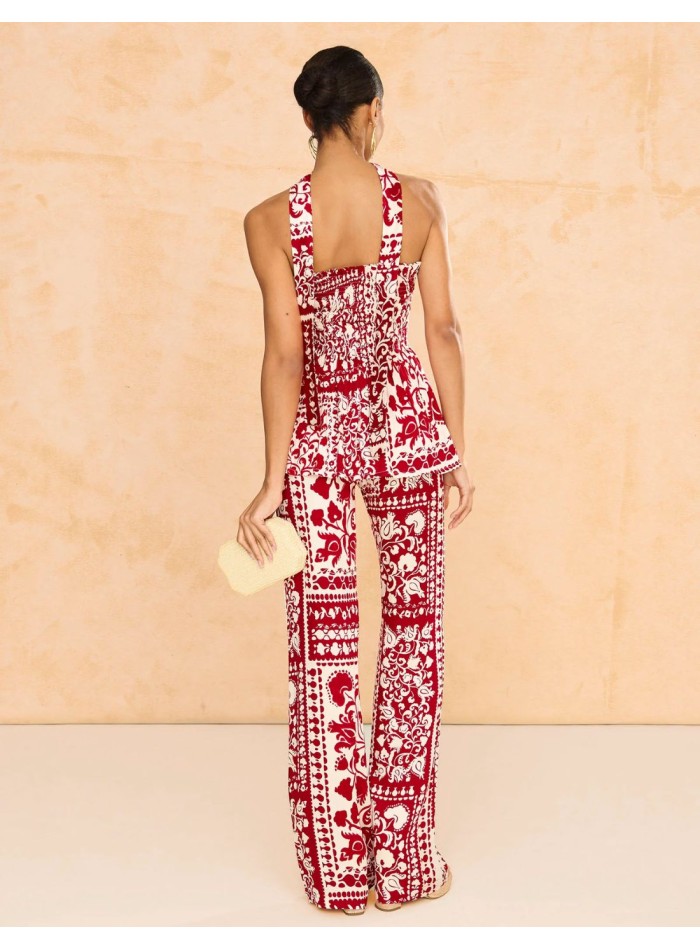 Printed party top with draping and shawl