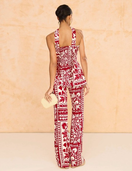 Printed party top with draping and shawl