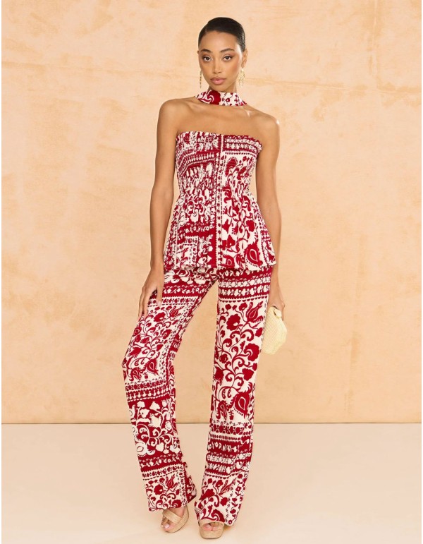Long pants with printed flare cut