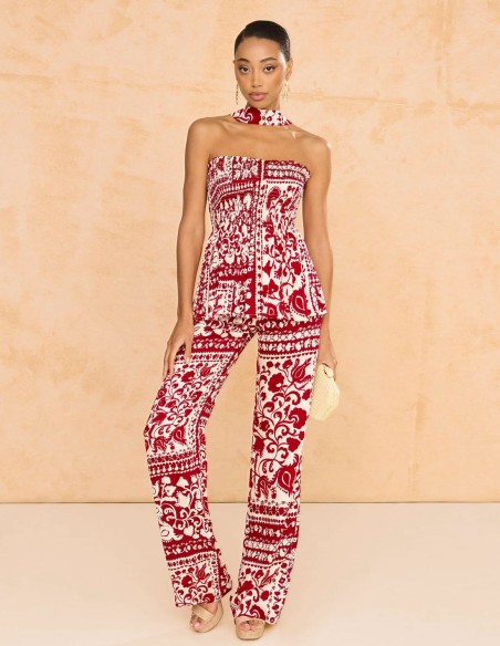 Long pants with printed flare cut