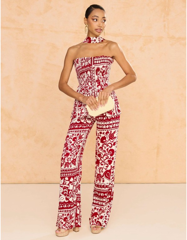 Pantalon long à coupe évasée imprimée 2