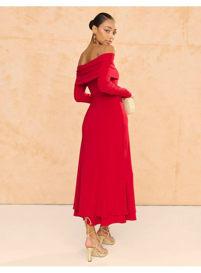 vestido rojo manga larga