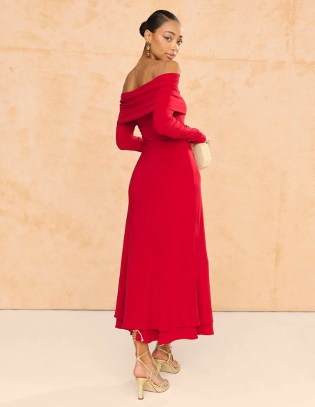 vestido rojo manga larga