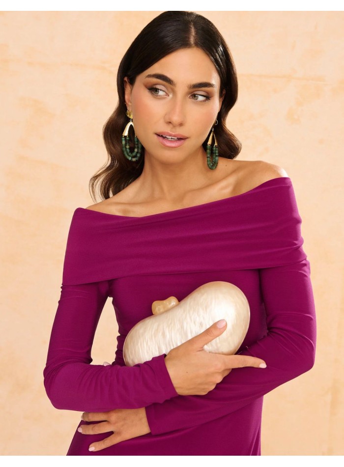 copy of Robe longue en crêpe satiné de couleur...