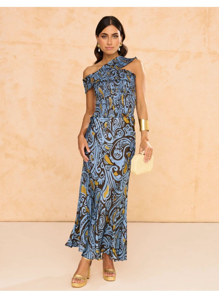 Multiposition short top with blue print