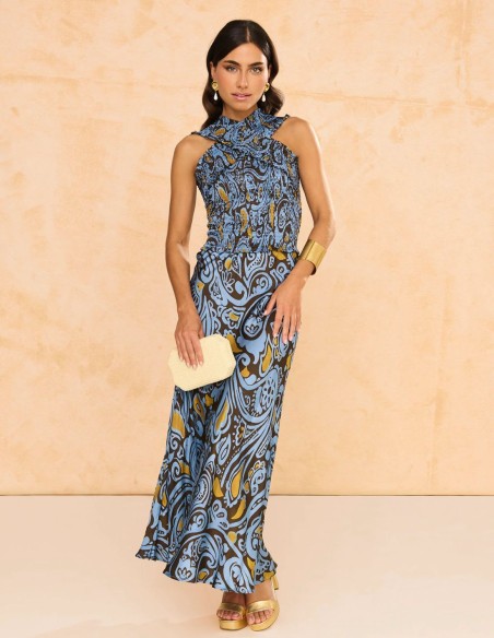 Multiposition short top with blue print