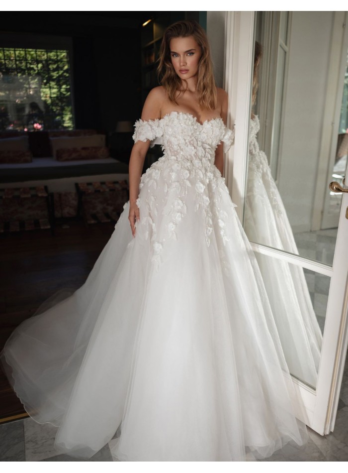 Vestido de novia largo con escote bandeau