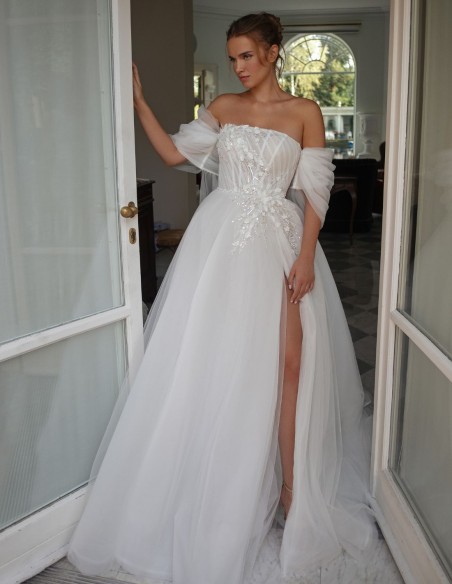 Vestido de novia marfil en tul