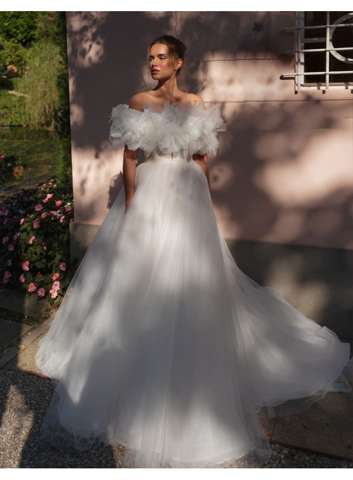 Vestido de novia marfil en tul